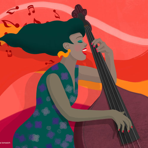 Happy Double Bass Player | By Stefania Tomasich