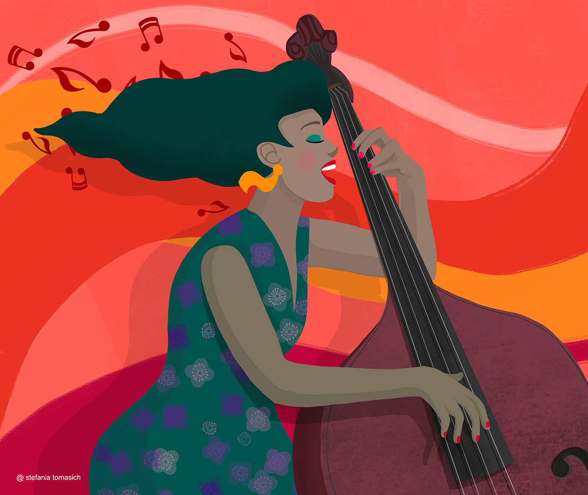 Happy Double Bass Player | By Stefania Tomasich