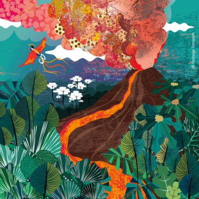 Illustration for Tapirulan Contest. Volcano | Super, like the power and beauty of nature.