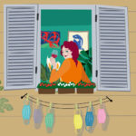 Women in self-isolation | Illustration by Stefania Tomasich for CrunchyTales